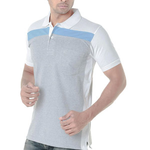 Men's Eco-Friendly 100% Cotton Color Blocked for <b>Shirt</b> Short Sleeve Knitted Casual Gray White Blue - Product Image 2