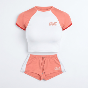 Conjunto de Shorts Deportivos para Mujer, 320 GSM, Algodón y Poliéster, Gris y Negro, Paneles en Contraste, Estampado Puff, Logotipo Personalizado - Product Image 3