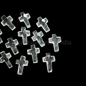 Cruz de Cuarzo Cristal Natural de 15mm Tallada a Mano, Piedra Preciosa Suelta para Fabricación de Joyas, Precio al por Mayor, Suministros a Granel - Product Image 6