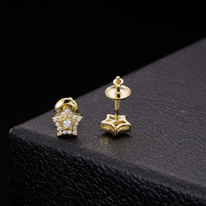 <b>Mens</b> Star Stud <b>Earrings</b> 925 <b>Silver</b> Moissanite Diamond Star <b>Earrings</b> Round Cut Sparkle Gold Tone Casual Gift Jewelry For <b>Men</b> Sets - Product Image 5