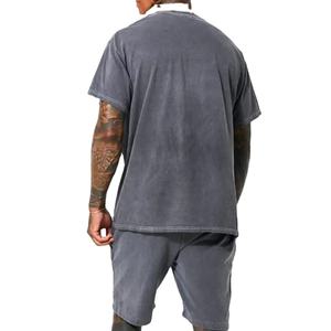 Chándal informal de lavado ácido de verano para hombre 2025, conjunto de 2 piezas de talla grande, camisetas de manga corta estampadas, pantalones cortos para otoño - Product Image 2