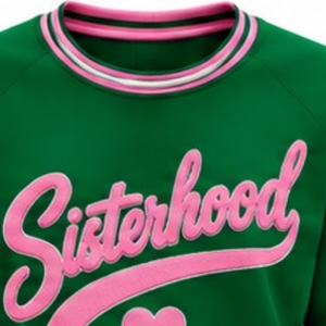 <b>Green</b> <b>Women</b> Sisterhood Crewneck Pullover Pink Graphic Letter Design Knitted Rib Cuffs Long Sleeve Casual Custom Fashion - Product Image 5