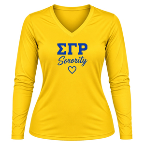 Camiseta de Manga Larga Personalizada para Mujer, Sigma Gamma Rho, con Letras Griegas, Informal, Cuello Redondo, Algodón, Venta al Por Mayor, Ropa Urbana - Product Image 1