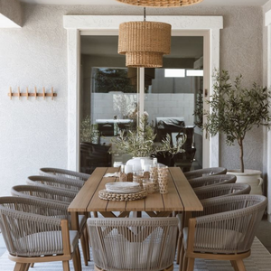 Juego de Comedor de Diseño Moderno Resistente a los Rayos UV para Exteriores, Ratán y Aluminio con Madera Sólida, Capacidad para 4-6 Personas, para Hoteles, OEM, ODM, Vietnam - Product Image 3