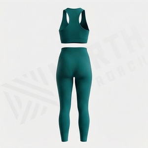 ชุดออกกำลังกายผู้หญิง กางเกงโยคะขาสั้นแบบอุ่น รูปทรงหัวใจด้านหลัง ชุดกีฬาไร้ตะเข็บ เสื้อผ้าออกกำลังกาย - Product Image 2