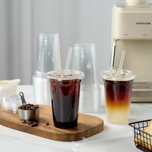 200 Vasos Desechables de Plástico Transparente de 12 oz con Tapas y Pajitas para Café Helado, Bebidas Frías y Smoothies para Llevar - Product Image 1