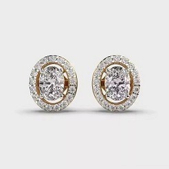 Moissanite Diamond Stud <b>Earrings</b> with Screw Back Certified Oval And Round Cut Brilliant Iced Out Luxury <b>Earrings</b> Set for Women's - Product Image 2