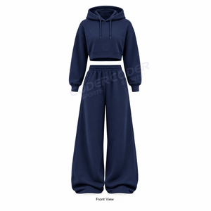 Nuevo Diseño Conjunto de Sudadera con Capucha y Pantalones de Cintura Alta con Estampado Floral Vintage para Mujer, 100% Algodón Felpa, Transpirable y Holgado - Product Image 6