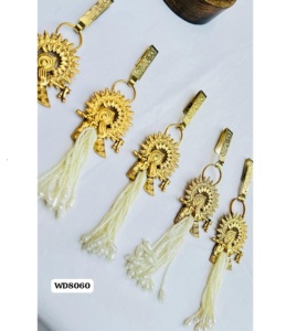 Kamarband en métal fait main exquis Jaipurios avec pompons, accessoire de mode traditionnel et festif pour femme, plusieurs couleurs, cadeaux - Product Image 1