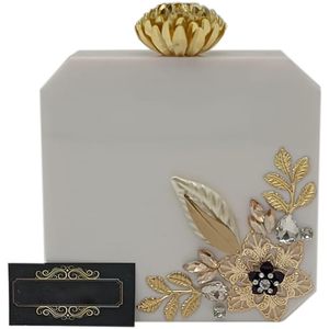 Classic Simple Resin Bridal Clutch Bag for Women with Removable Gold Chain Strap Marble Design - Product Image 4