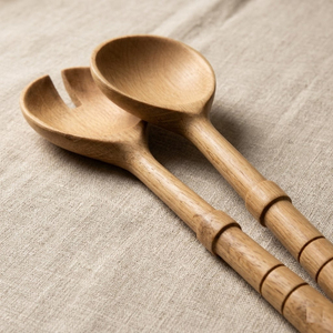 Trending Handcrafted Wood Salad Servers Set Eco-Friendly Wooden Serving Spoons for Tossing Salad <b>Pasta</b> and Fruits Low Price - Product Image 3