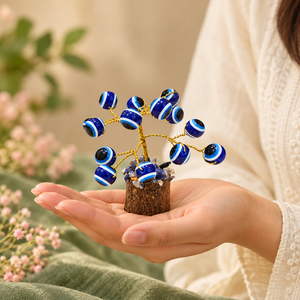 Blue Crystal Sphere Striped Carved Decorative Gemstone Bonsai Mini Hanging Feng Shui Ornament for Home <b>Desk</b> - Product Image 3