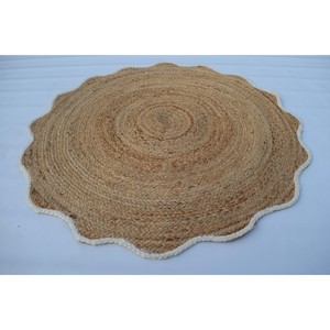 Natural Jute Round Area Rug Bohemian Style Flat Pile Living Room Decor Eco Friendly Spot Clean - Product Image 1