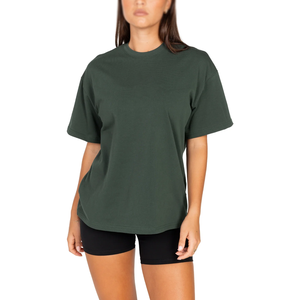 Camiseta de Cuello Redondo Extra Grande para Mujer, Color Sólido, Corte Holgado, Manga Corta, Algodón Jersey, Transpirable, Estilo Primavera Verano - Product Image 5