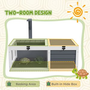 บ้านไม้สีเทาสำหรับเต่าพร้อมที่วางโคมไฟ เฟอร์นิเจอร์สำหรับสัตว์เลี้ยง - Product Image 3
