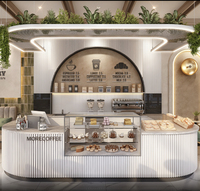 Solution personnalisée pour café avec comptoir de bar, chaises et tables, ensemble complet de mobilier commercial pour café