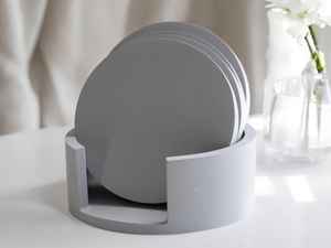 Sous-verres artisanaux en Jesmonite, lot de 4 avec support, protection de table moderne, décoration minimaliste pour la maison, cadeau - Product Image 3