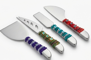 Beaded <b>Cheese</b> <b>Knife</b> <b>Set</b> Stainless Steel 4-Piece Handcrafted Handles Colorful Design For Serving <b>Cheese</b> And Hotel Use - Product Image 1