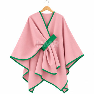 เสื้อคลุมสีชมพู HMR Sorority Sisterhood แต่งขอบสีเขียว แขนทรงปีกค้างคาว คอวี ปิดด้วยเข็มขัด เสื้อสเวตเตอร์ลำลองตัวยาว - Product Image 5