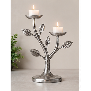 Support à bougie décoratif en métal, nouveau design, couleur argent, artisanat métallique, pour décoration de mariage et d'événements - Product Image 1