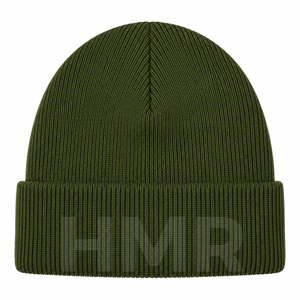 หมวกบีนนี่สีเขียวมะกอก HMR Sisterhood Brotherhood สำหรับทุกเพศ ผลิตจากอะคริลิก 100% ถักด้วยมือ สีพื้นเรียบง่าย เหมาะสำหรับฤดูหนาว สำหรับผู้ใหญ่ - Product Image 1