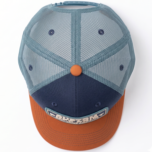 Casquette de camionneur personnalisée haut de gamme à faible MOQ avec patch brodé en relief sur le panneau avant, en coton, polyester et maille contrastante tricolore, Indonésie - Product Image 5