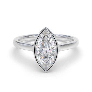 Marquise Bezel <b>Set</b> Solitaire <b>Ring</b> 0.30 Ct Lab Grown Diamond In 18K <b>Gold</b> And Platinum - Product Image 3