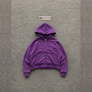 Breathable Purple Oversized <b>Men's</b> Hoodie Casual Fleece Solid Color Daily Wear Premium Fabric Brushed Fleece Soft Touch Thick Fab - Product Image 5
