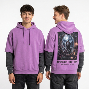Sweat-shirt à capuche bleu délavé style gothique avec imprimé cœur de chauve-souris au dos pour homme, contraste de couleurs, streetwear personnalisé, effet délavé à l'acide, fournisseur en gros - Product Image 5