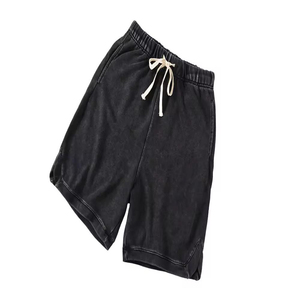 Shorts taille haute délavés à l'acide pour femme, 100 % coton, style vintage, respirants, séchage rapide, écologiques, avec taille élastique, pour usage quotidien - Product Image 2