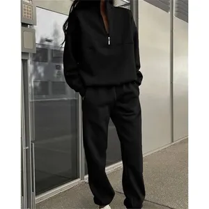 Women's 2 Piece Tracksuit <b>Set</b> Button Collar Long Sleeve Top and Pants Loose Casual Sweatsuit Solid <b>Grey</b> Autumn - Product Image 2