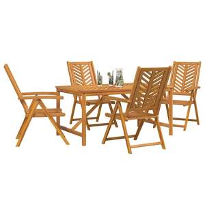 Juego de comedor de jardín de madera maciza de acacia marrón de 5 piezas - Product Image 3