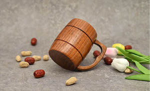 Taza de Té de Madera de Mango Hecha a Mano, Taza de Café, Jarras de Cerveza de Madera para Beber Té, Café, Vino, Cerveza, Taza de Madera con Asa - Product Image 5