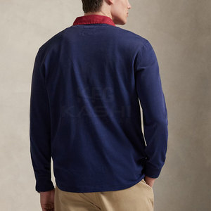 Camiseta de Rugby de Manga Larga de Algodón Transpirable Tejida en Pakistán para Hombre con Bordado Personalizado para Uniforme de Equipo y Uso Casual - Product Image 3