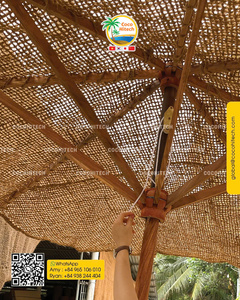 COCO HITECH Model 020 Eco-Friendly Natural Coconut Fiber Parasol FSC Certified Wooden Frame 280CM Diameter <b>5L</b> Capacity <b>Water</b> - Product Image 2