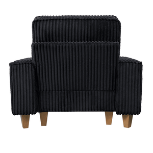 Fauteuil confortable à assise profonde en velours côtelé avec porte-gobelet en acier inoxydable brossé, fauteuil d'appoint pour salon avec coussin décoratif - Product Image 6