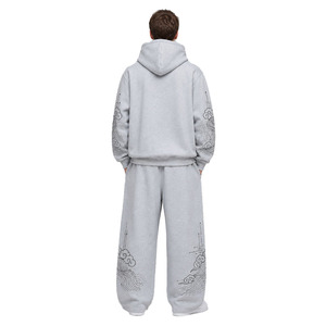 Ensemble de survêtements en coton personnalisés de haute qualité pour hommes, avec impression sérigraphique personnalisable, technique ODM, streetwear décontracté - Product Image 4