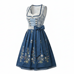 Robe Dirndl décontractée respirante à motif imprimé pour femme, nouvelle collection Oktoberfest, broderie allemande, unie, longueur genou, sans manches - Product Image 4