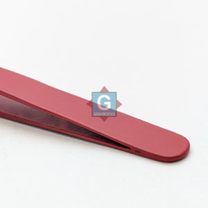 Pince à épiler de précision à pointe inclinée rouge, en acier inoxydable personnalisé pour le modelage des sourcils - Product Image 3