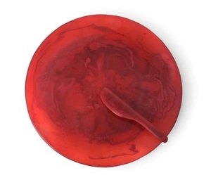 Bol en résine rouge à motif marbré, pour servir le riz, la salade, les fruits, les collations, pour la cuisine, la table à manger. - Product Image 6
