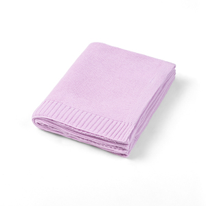 <b>Knitted</b> 100% Cotton Solid Color Eco-Friendly Customizable <b>Throw</b> Blanket Rectangle Cute Style Folded Baby Blue Home Use Spring - Product Image 4