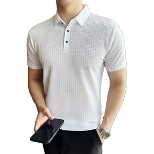 Polo de alta elasticidad para hombre, novedad de verano 2025, camiseta informal de manga corta con solapa de Waffle de seda helada de Color sólido, ropa para hombre - Product Image 3