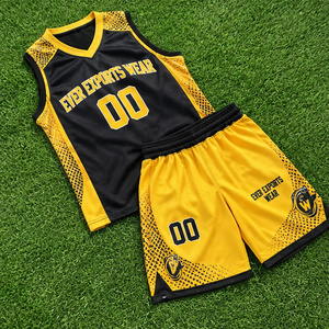 Custom Basketball Uniform Black <b>Yellow</b> Sublimation Jersey <b>Shorts</b> Set Custom Print Personalized Logo Bulk Orders For League - Product Image 1