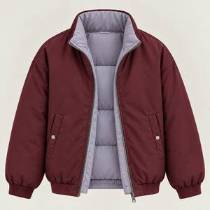 Chaqueta Bomber Reversible Ligera de Invierno para Hombre, Cuello Alto con Cierre, 100% Poliéster, Ropa Casual de Calle para Exteriores - Product Image 2