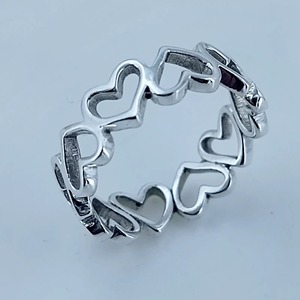 925 Sterling Silver <b>Plain</b> <b>Ring</b> Band Handmade Heart Design for Christmas Birthday Valentine's Day Gift for Women - Product Image 3