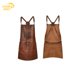 Genuine <b>Leather</b> <b>Apron</b> Cross back Straps Double Pockets Restaurant Bar Wait Staff Uniform - Product Image 5