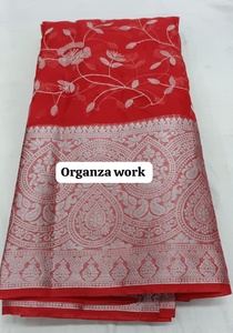 Tela de Organza Súper Suave de Primera Calidad para Saree |   Sari de Seda Brillante de Lujo para Bodas |   Material de Alta Calidad para Prendas Étnicas al por Mayor - Product Image 5