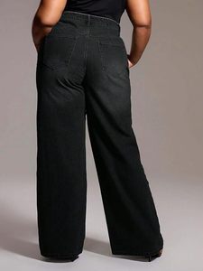 Plus Size Women’s High Waist Straight Denim <b>Jeans</b> Comfortable Wear for <b>Work</b> Casual Use - Product Image 3