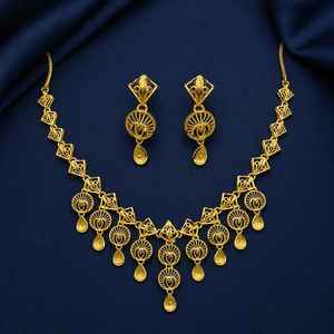Ensemble de bijoux de mariée plaqué or micro 14K 18K 24K en gros, parure de bijoux traditionnelle, colliers en laiton tendance, ensemble de bijoux de conception turque - Product Image 2