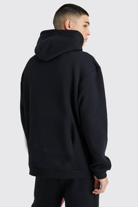 Custom Men’s Black Red Tracksuit <b>Set</b> Hoodie <b>Jogger</b> Pants Matching Streetwear Casual Two Piece Sportswear - Product Image 3